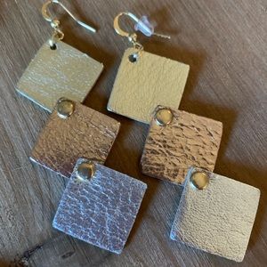 Leather earrings, fun shape design!